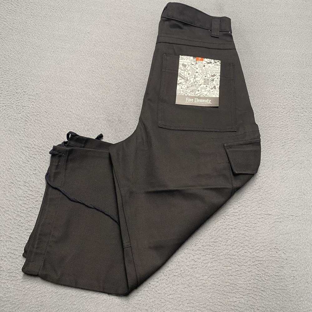 VTG Five Elementz Cargo Shorts Mens 32 Black Hip Hop Streetwear Cotton Canvas